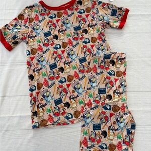 Charlie’s project Bluey baseball Kids Pajama Set with Red Trim